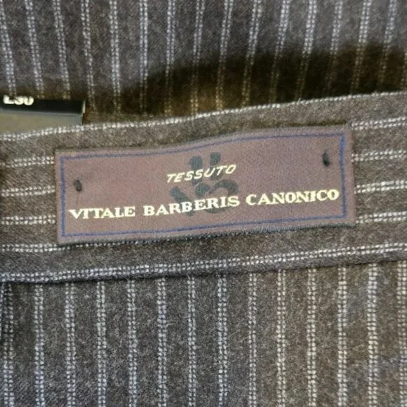 David Bishop NWT W34 X L30 Men's Black Pinstripe Dress Pants Made in Italy - Picture 6 of 14